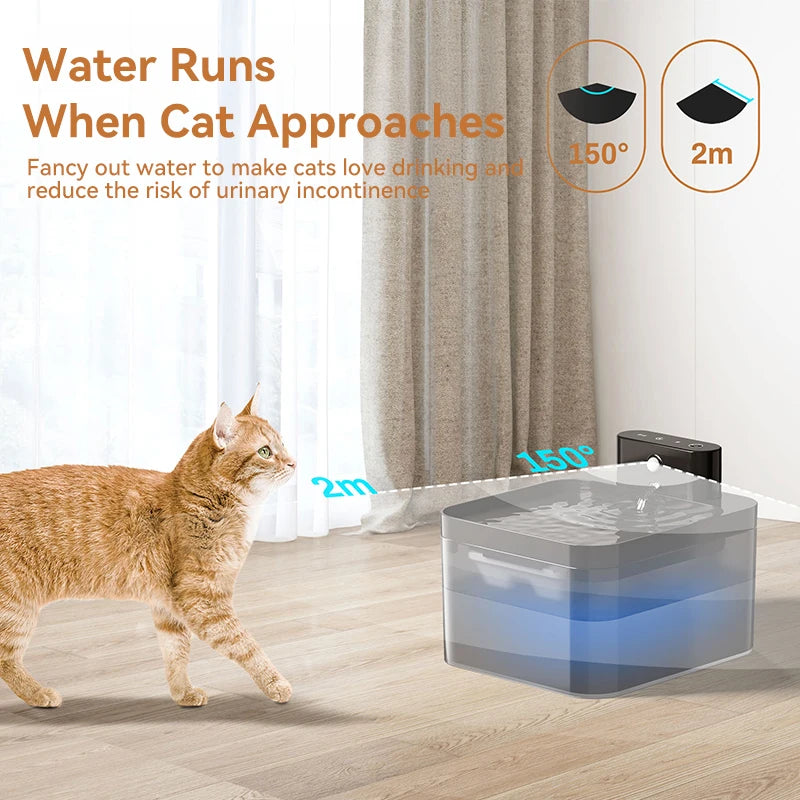 Wireless Smart Pet Water Fountain 2600mAh with Infrared Sensor